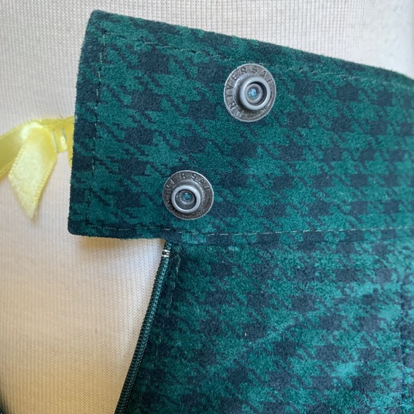Forest Green Black Houndstooth Suede Pencil Skirt - Picture 6 of 7